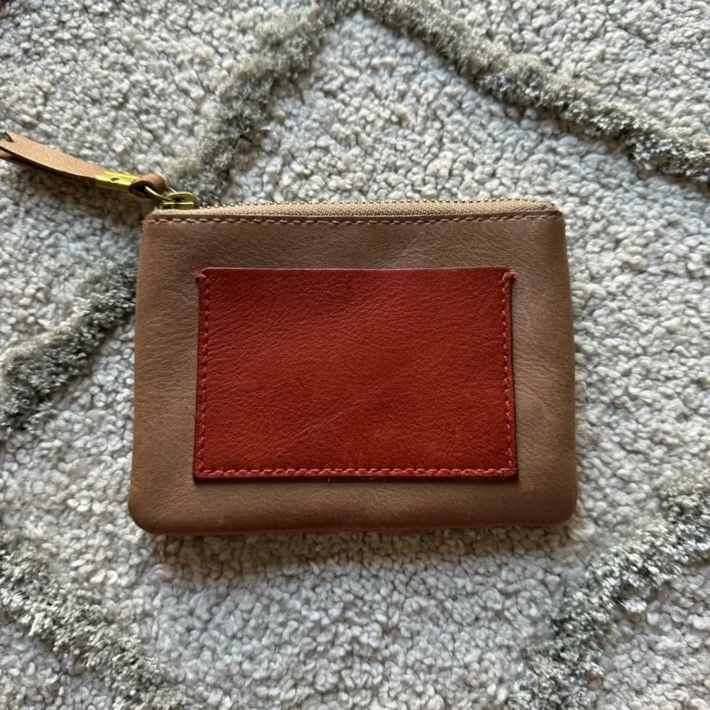 Madewell The Leather Pocket Pouch Wallet Colorblock card holder brown tan